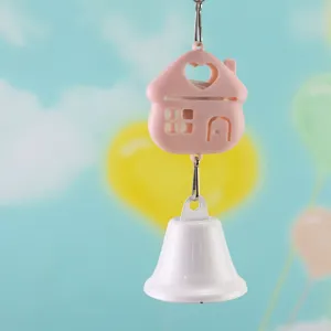 Pink plastic house bell wind chime hanging ornament home decor sweet room decoration gift cute