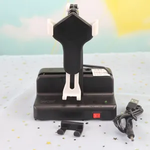 Automatic phone rocker step counter with USB cable and bracket for smart mobile pedometer use.