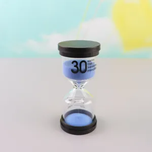 30 Minuten blaue Sanduhr Timer, langlebiges Glas und Kunststoff Design für Schreibtisch.