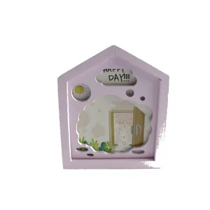 Creative wooden house music box wind-up cute rabbit gift desktop decoration ornament