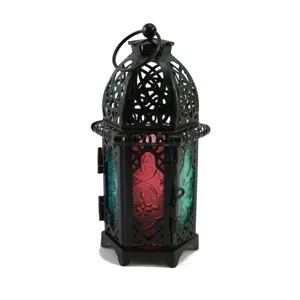Lanterna per candela in ferro in stile marocchino vintage supporto decorativo per feste