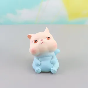 Cute chubby cat figurine desktop ornament creative cake decoration resin craft gift for kids.