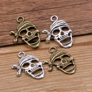 Vintage Pirate Skull Charms Alloy Skull Pendants For Halloween Jewelry Making DIY Bracelet Necklace Handcraft Accessories