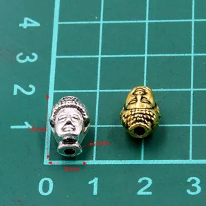 Detailweergave Boeddha hoofd legering kralen, 9x13mm groot gat sieraden DIY religieuze bedels.