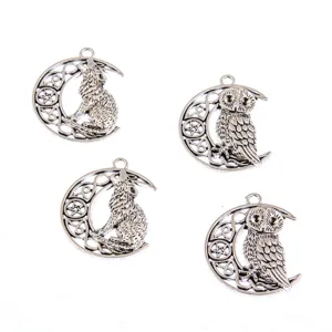 Antique silver alloy charms moon wolf owl pendant DIY jewelry making accessories main view