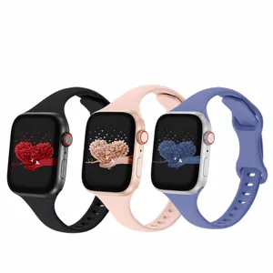 Minimalist Solid Color Silicone Watch Band Flexible Replacement Strap For Smartwatch Wristband Daily Wear Jewelry