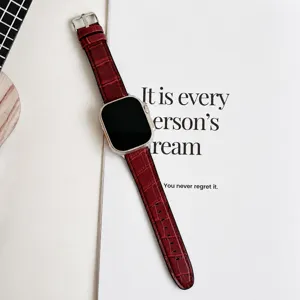Replacement silicone leather watch strap with buckle compatible with smart watch accessories