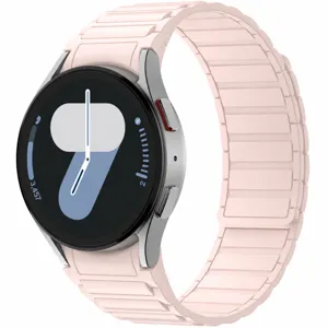 Μαγνητικό λουράκι σιλικόνης συμβατό με Samsung Galaxy Watch, ροζ μαλακό λουράκι χωρίς ραφές.