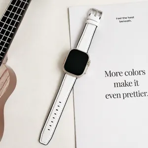 White crocodile texture silicone watch strap replacement compatible for apple watch series band.