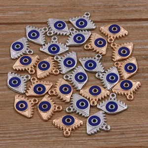 Evil Eye Charm Alloy Oil Dripping Blue Eye Pendants For Jewelry Making DIY Necklace Bracelet Bag Accessories Gold Silver Charms