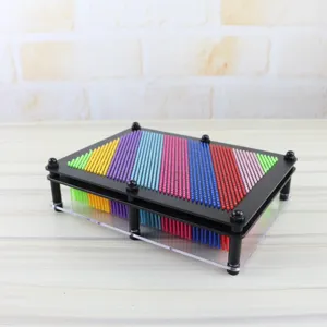 Detailed close-up of the colorful 3D pin art toy board showing vibrant multicolor pins clearly.
