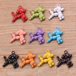 Zinc Alloy Colorful Balloon Dog Charms Pendants For DIY Jewelry Making Necklaces Bracelets Crafts Cute Animal Charms