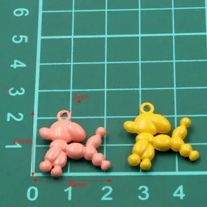 Pink and yellow balloon dog metal alloy pendant charms with detailed size mark