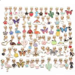 DIY Alloy Enamel Charms Mixed Animal Plant Fruit Christmas Drip Oil Beads For Bracelet Necklace Jewelry Making Accessory