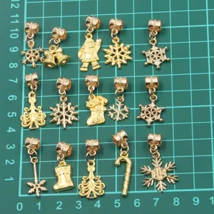 Gold Christmas charms alloy pendants snowflake Santa tree DIY jewelry making accessories 30pcs