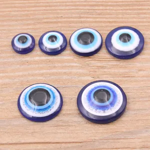 Blue Evil Eye Resin Cabochons Alloy Base Flatback Charms For DIY Jewelry Making Phone Case Decoration Round Resin Stickers