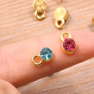 Gold alloy crystal charm pendant for DIY necklace bracelet earrings jewelry making 6x9mm