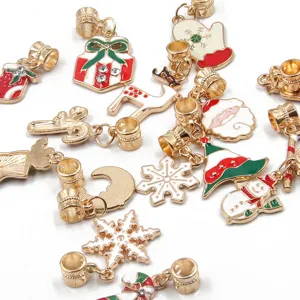 Christmas alloy charm pendant DIY jewelry accessories mixed enamel snowflake snowman tree
