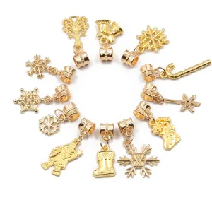 Gold Christmas charms alloy pendants DIY jewelry making accessories for bracelet and necklace