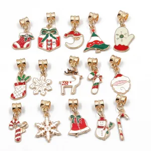 Christmas alloy charms, 30pcs mixed drop oil pendant DIY jewelry making accessories for crafts.