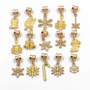 Christmas alloy charms mixed pendant DIY jewelry making accessories gold tone bulk pack