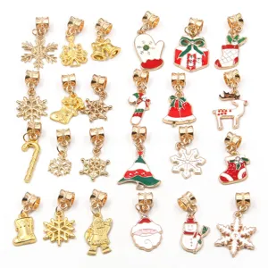 Christmas DIY alloy charms set mixed enamel holiday pendants for jewelry making bracelets