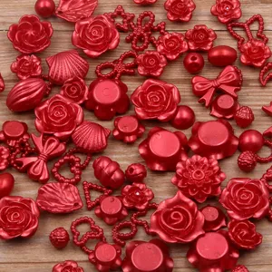 Mixed red resin flower bow flatback cabochons charms for DIY jewelry making crafts accessories