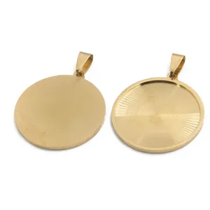 Pendentif Rond Vide en Acier Inoxydable Accessoire Bijou DIY Plateau Support Dore