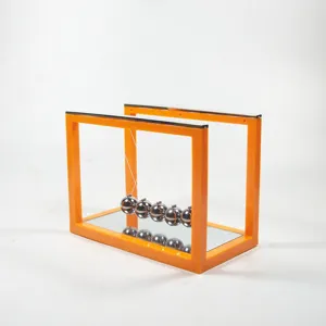 Newton cradle balance balls office desk physics science toy with mirror base decoration.