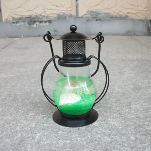 Vintage style metal glass lantern gel candle decorative piece home room tabletop ornament gift