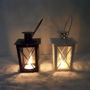 Iron candle lantern vintage Moroccan style home decor wedding candlestick 2 pack set warm light