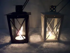 Iron candle holder detail, romantic Moroccan style wind light for home decor.