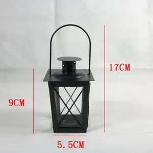 Black iron candle lantern Moroccan style vintage hanging tealight holder for home decor
