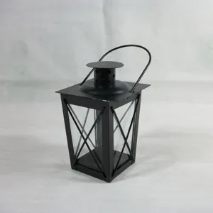 Black iron candle lantern Moroccan style decorative wind lamp for home wedding party decor