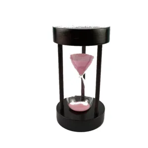 Hölzerne Sanduhr 15 Minuten kreativer Timer Tischdekoration rosa Sanduhr Dekoration