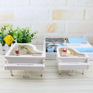 Creative Piano Music Box Rotating Ballerina Girl Musical Box Plastic Desktop Ornament Birthday Gift Home Decor