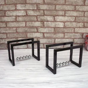 Newton's cradle balance balls with black acrylic frame, ideal office desk ornament and gift.