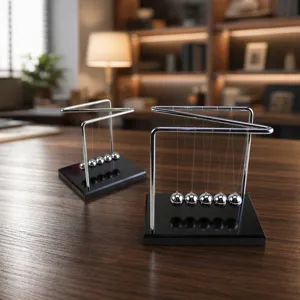 Z Shaped Newtons Cradle Balance Balls Solid Wood Base Metal Bracket Physics Science Toy Desktop Office Home Decor Ornament