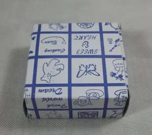 Square packaging box with cute blue grid print and bear pattern for LED lamp base accessories.