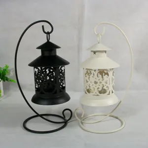 Bougeoir en fer forge lanterne creuse retro decoration de table pour mariage cadeau de fete.