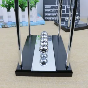 Newton's cradle balance balls with mirror base, solid wood desk physics science toy decor.