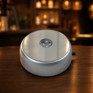 Luminous LED Display Base Round Crystal Glass Light Stand Multicolor White Light Wooden Texture Base For Crafts