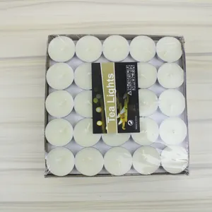 White unscented tea light candles bulk pack, smokeless tealights for wedding home decoration.