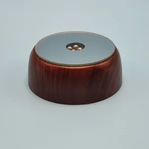 Round LED display base wooden texture crystal cocktail base for crafts decoration 7cm