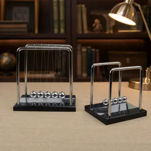 Solid Wood Newton Cradle Balance Balls Physics Science Toy Desk Decor with Mirror Base for Office Home