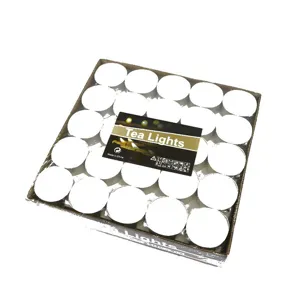 White round smokeless tea light candles in bulk pack for home decor, wedding, and tea warming.