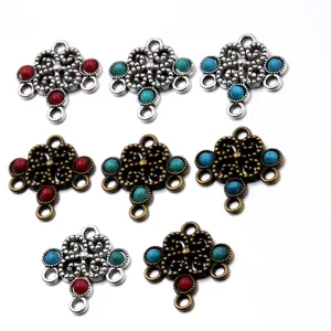 Alloy filigree connector charms, multi-hole floral metal DIY jewelry accessories findings.