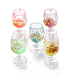 Piccoli ciondoli bicchiere di vino liquido in resina accessori portachiavi DIY 5 colori