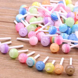 Gemengde kleur 6mm DIY hars lolly cabochons schattige snoepbedels voor nail art.