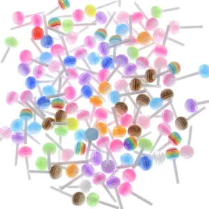 Kleurrijke 6mm DIY hars mini lolly bedels schattige snoep stijl nail art accessoires hoofd